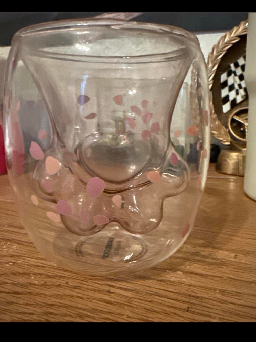 Starbucks Japanese cherry blossom Glass cup with Pink Petal Accents